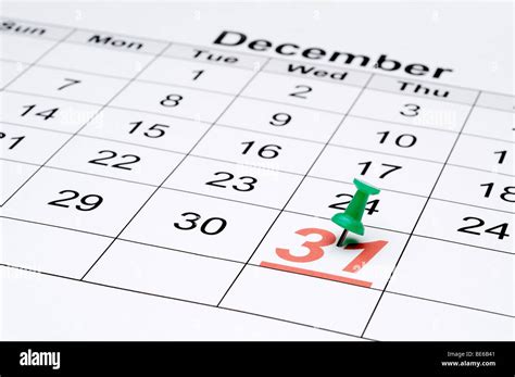 Horizontal Image Of A Calendar With New Years Day Marked With A Green