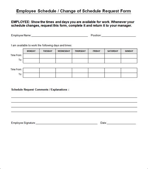 What is a w4 form and how does it work? Employee Schedule Change Form