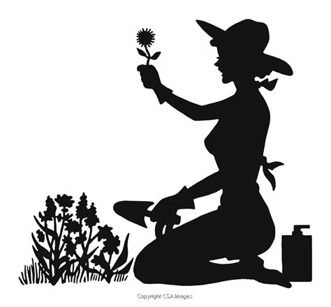 Silhouette Of A Woman Gardening 840120 Csa Images