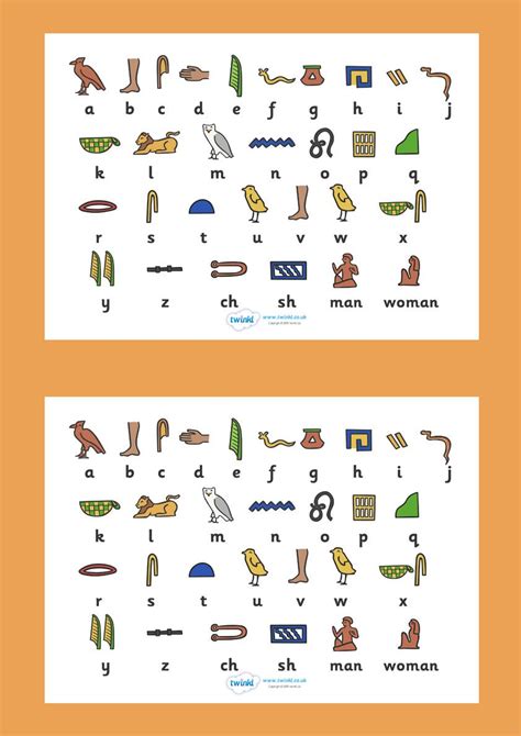 Ancient Egyptian Hieroglyphs Sheet Free Printable Ks2 Ancient Egypt