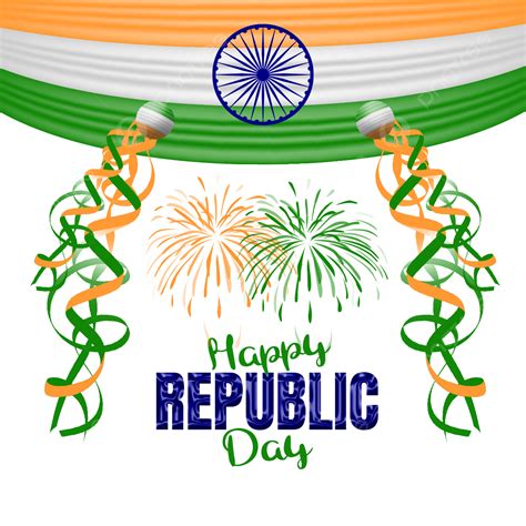 Happy Republic Day With 3d Flag And Firework Happy Republic Day