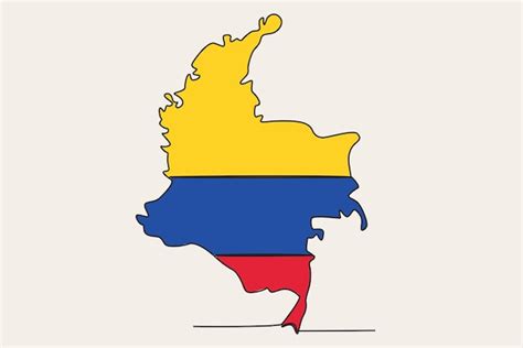 Ilustración A Color Del Mapa Del País De Colombia Independencia De