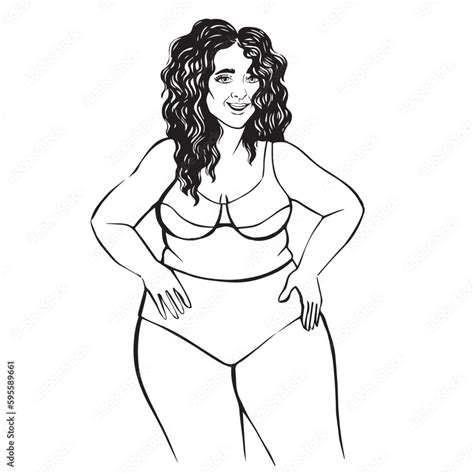Beautiful Plus Size Girl Hand Drawn Graphics Body Positive Ideal For Logos Posters