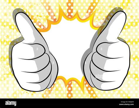 Vector Cartoon Hands Making Thumbs Up Sign Illustrated Hand Expression