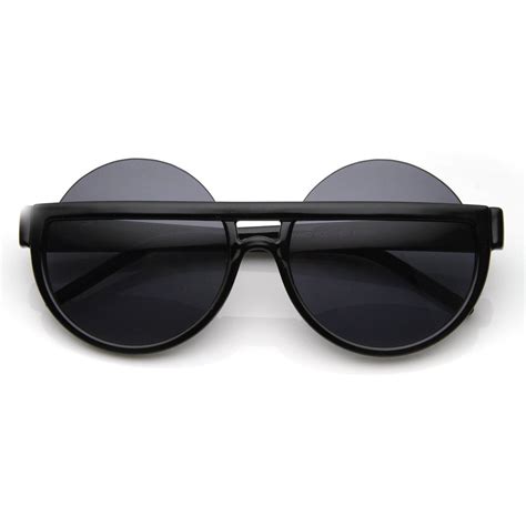 womens designer oversize round half frame sunglasses zerouv
