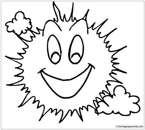 Smiling Sun Face Coloring Pages