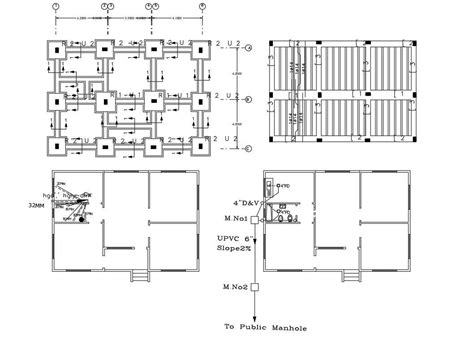 Construction House Working Plan Cad Drawing Cadbull