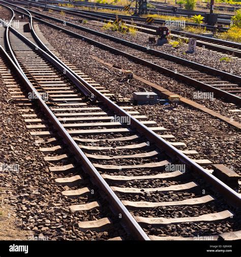 Railway Tracks And Switch Stock Photo Alamy