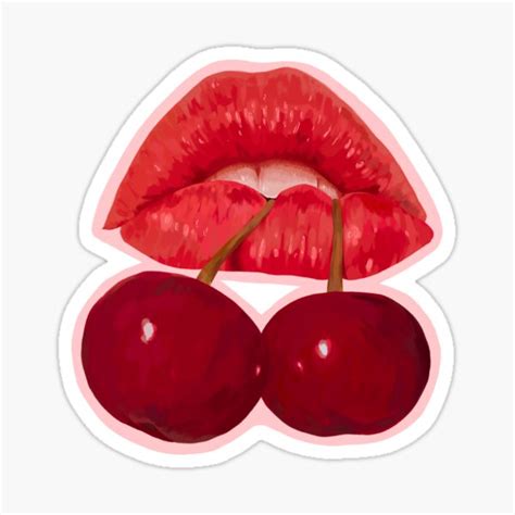 Cherry Lips Sticker For Sale By Clara Otto Redbubble