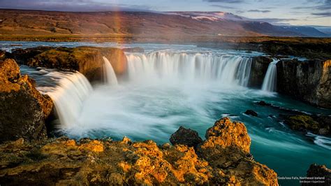 Islandia Godafoss Waterfall Scenery Photo Hd Wallpa Tapety Hd