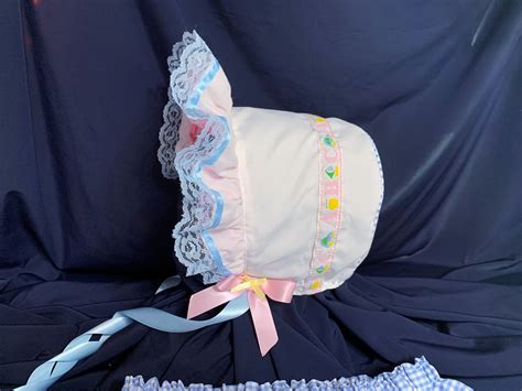 Adult Baby Sissy Littles Abdl Abc Bonnet And Blue Diaper Cover Etsy