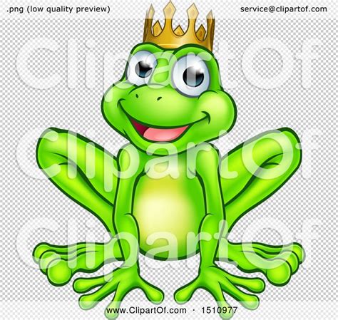 Clipart Of A Cartoon Happy Smiling Green Frog Prince Royalty Free