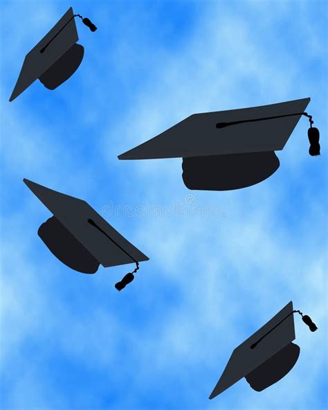 Flying Graduation Caps Clip Art