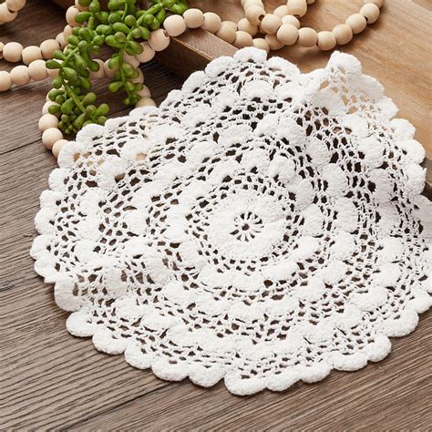 White Round Crocheted Doily Crochet And Lace Doilies Home Decor In
