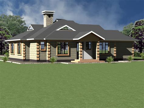 Bungalow houses provide a single story layout with a small loft and porch. Four bedroom bungalow house plans in kenya | HPD Consult