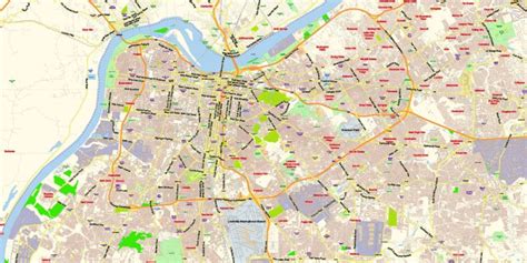 Louisville Kentucky Us Map Vector Exact City Plan Low Detailed Street