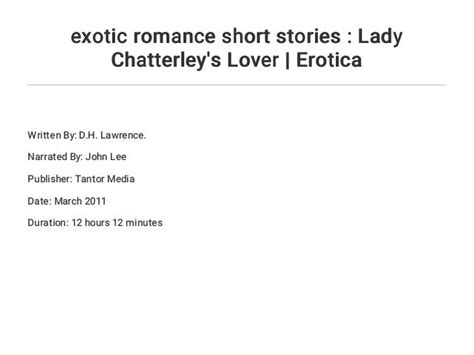 exotic romance short stories lady chatterley s lover erotica