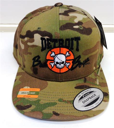 Detroit Pistons Official Bad Boys Snapback Hat Green Multicam Alpine