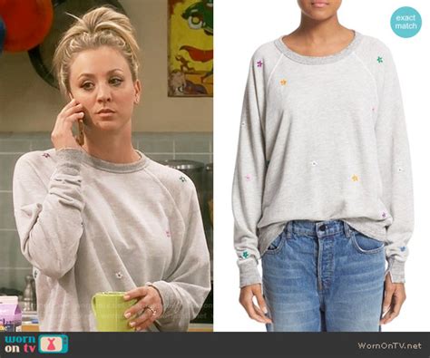 Wornontv Pennys Grey Flower Sweatshirt On The Big Bang Theory Kaley