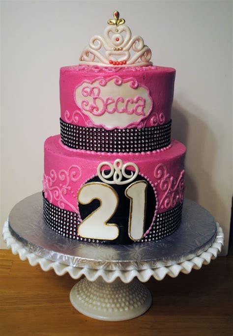 21st Birthday Cake 8 With 6 On Top Frosted In Buttercream With Fondant Accents