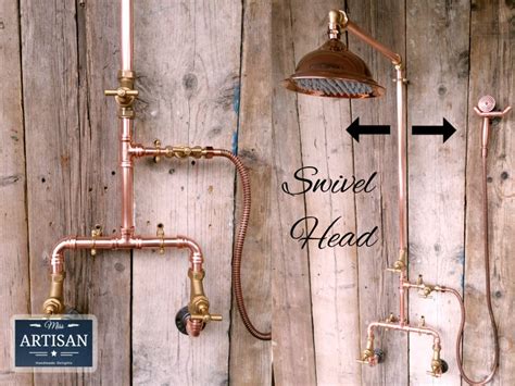 Copper Pipe Rainfall Shower With Hand Sprayer Rustic Etsy