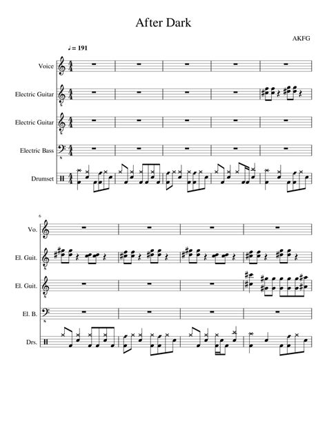 after dark asian kungfu generation sheet music for voice guitar bass percussion download
