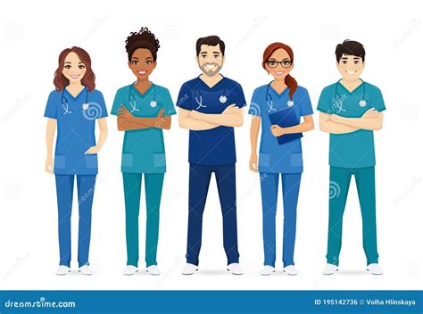 Multiethnic Nurse Characters Group Stock Vector Illustration Of Group