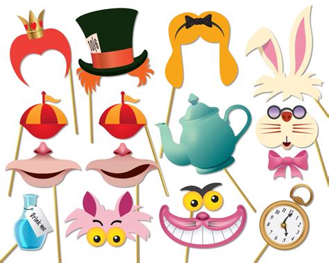 Alice In Wonderland Party Photo Booth Props Set Printable