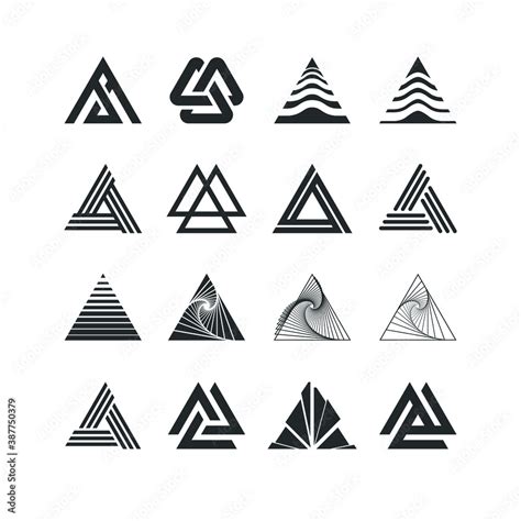 Triangle Logo Set Collection Abstract Prism Geometric Shape Graphic
