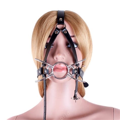 Stainless Steel Spider Ring Gag With Head Slave Harness Nose Hook Mouth Gags Sex Toys For