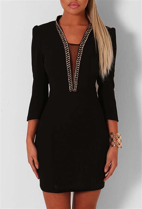 Black Dress With Gold Chains Dresstf