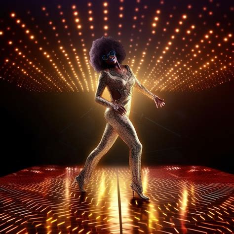 Premium AI Image A Woman In A Silver Outfit Is Dancing On A Stage