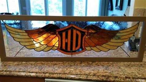 Stain Glass Harley Davidson Stained Glass Crafts Stained Glass Diy Stained Glass Suncatchers