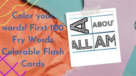 1st 100 Fry Words Coloring Flash Cards By English Reading Place Tpt