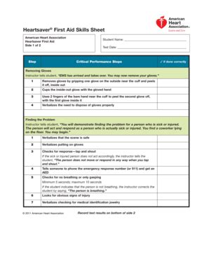 Heartsaver First Aid Skills Testing Checklist Answers Form Fill Out And Sign Printable PDF