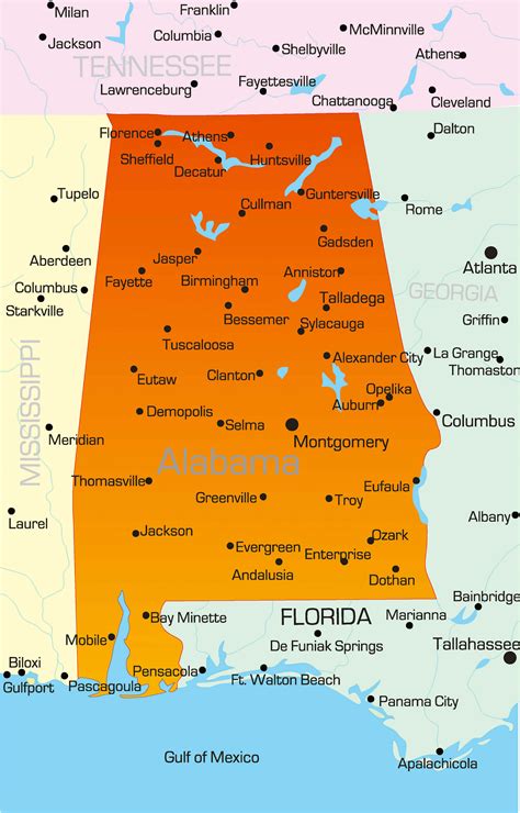 Printable Map Of Alabama