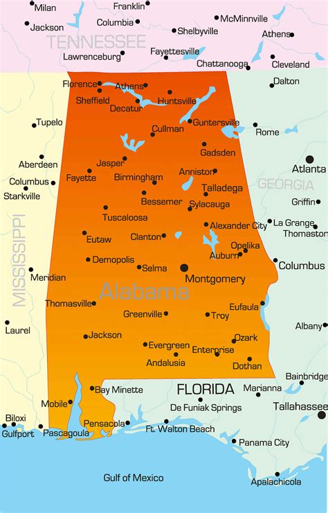 Us States Map Of Alabama Map Of Usa World Map