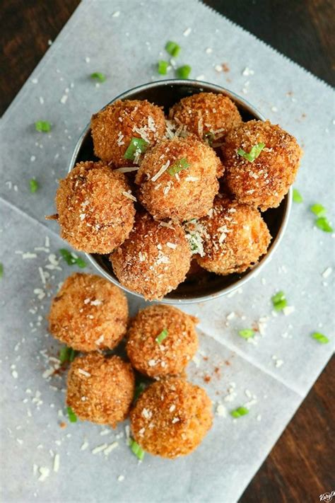 Heat about 2 inches of oil in a dutch oven or heavy bottomed pot. Loaded Mashed Potato Balls | Recipe | Food, Potato bites ...