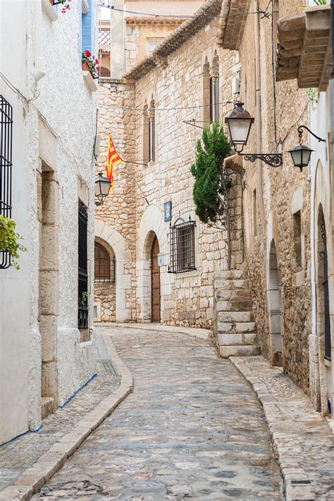 Medieval Street In Sitges Old Town Spain Photograph By