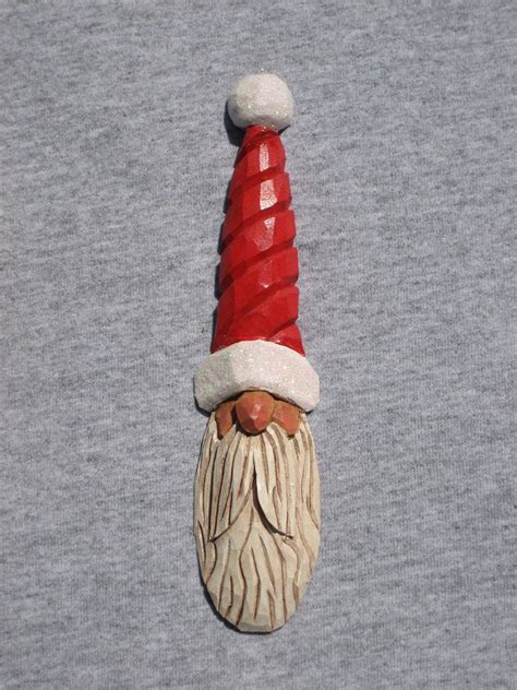 Hand Carved Wood Santa Tree Ornament 1500 Via Etsy Ornaments