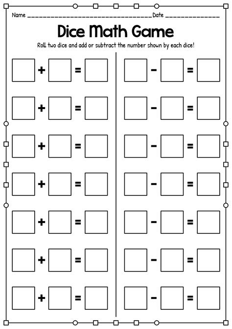 Free Printable Dice Addition Worksheets For Kids Kindergarten Math