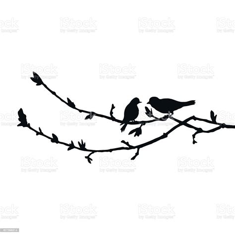 Birds At Tree Silhouettes Stock Illustration Download Image Now Cut