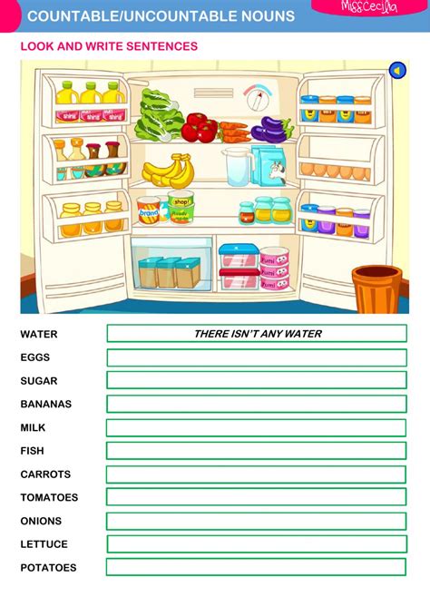 Countable Uncountable Nouns Interactive Worksheet