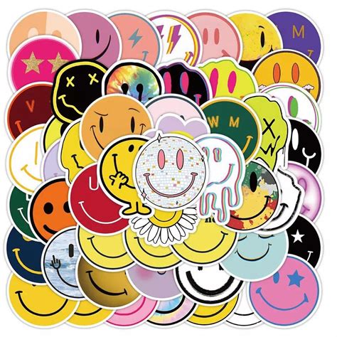 Cool Smiley Face Stickers Trippy Stickers Glossy Vinyl Etsy