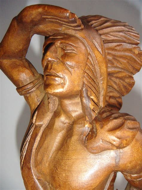 Vintage Cigar Store Indian Tobacco Wooden Statue Native American From