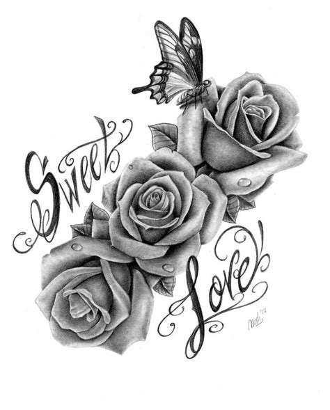 Sweet Love Rose Drawing Tattoo Roses Drawing Tattoo Drawings Ink