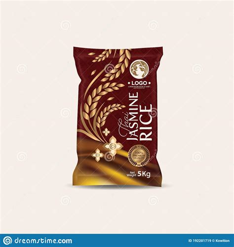 Rice Package Mockup Thailand Food Products, Vector ...