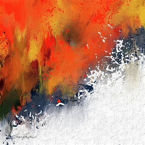 Splashes At Sunset Orange Abstract Art Painting By
