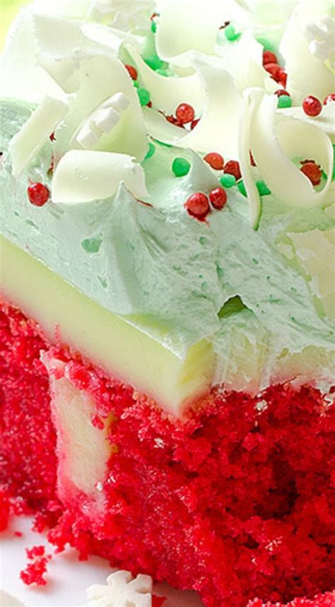 Pour gelatin mix into the holes. Christmas Red Velvet Poke Cake | Recipe | Red velvet poke ...