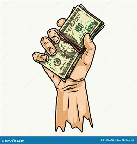 Male Hand Holding Bundle Of Dollar Banknotes Stock Vector Illustration Of Logo Male